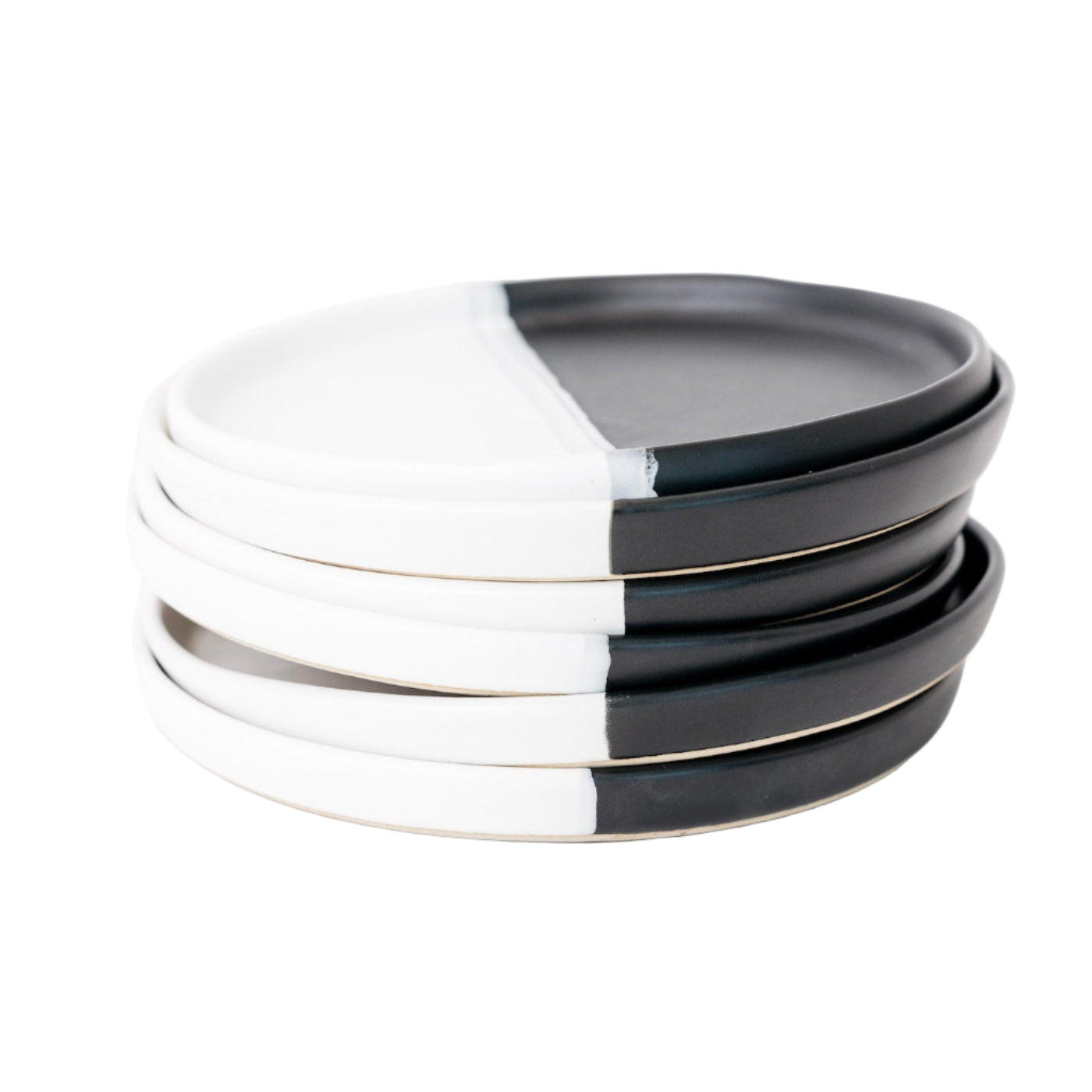 Dawson Appetizer Plate - Matte Black/White - Set of 6