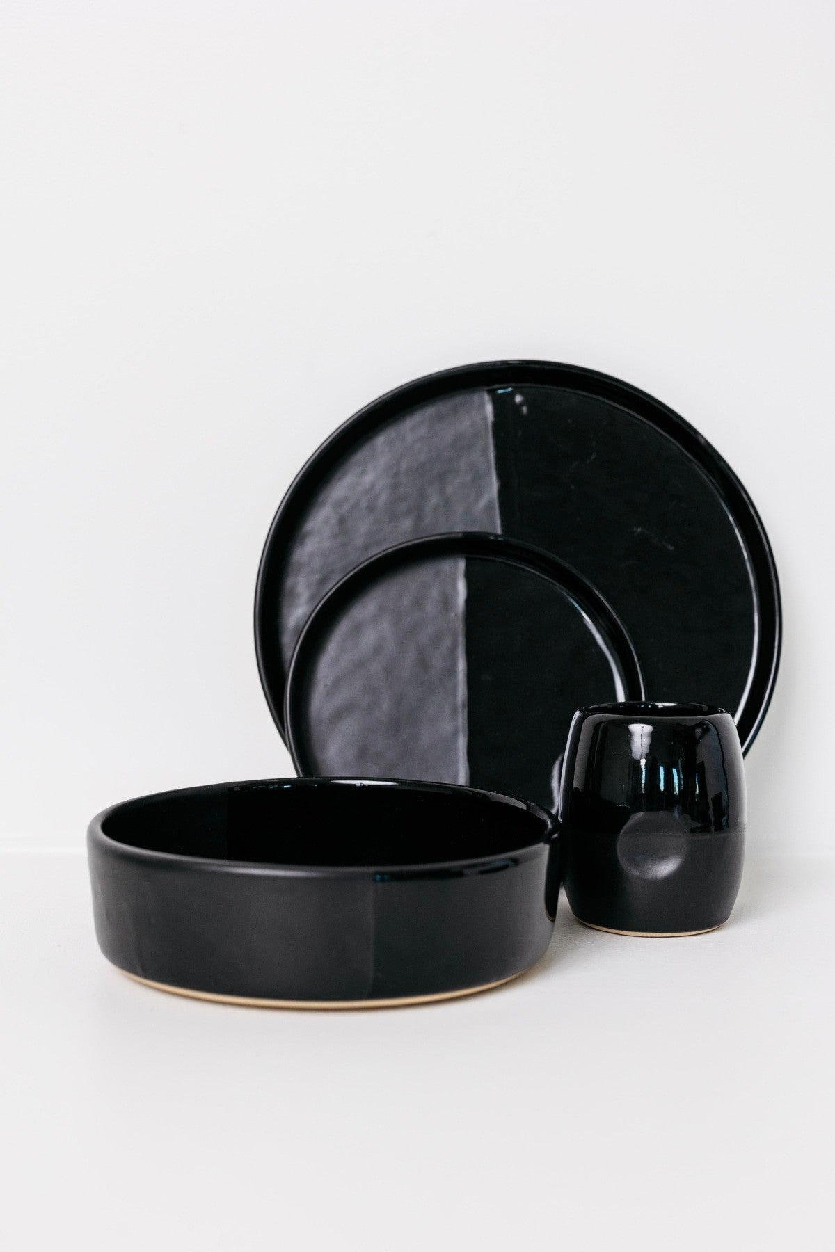 Sable Dinner Plate - Matte Black/Glossy Black - Set of 6