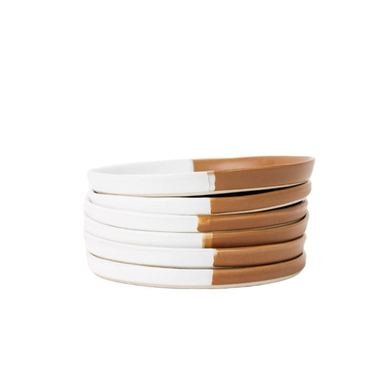 Waylon Appetizer Plate - Brown/White - Set of 6