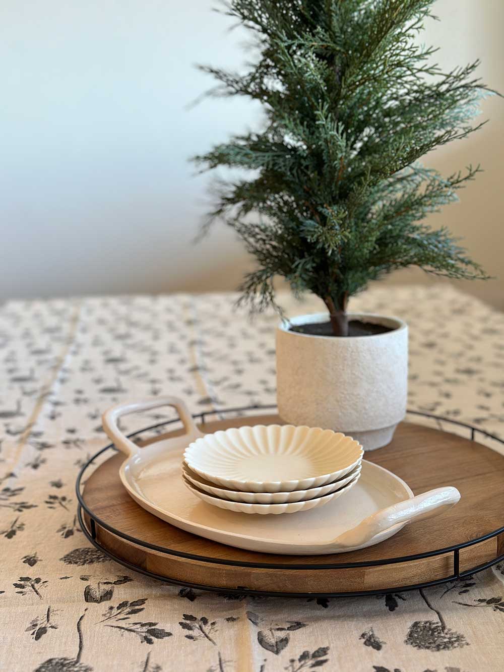 Artificial Cedar Tree in Cream Pot