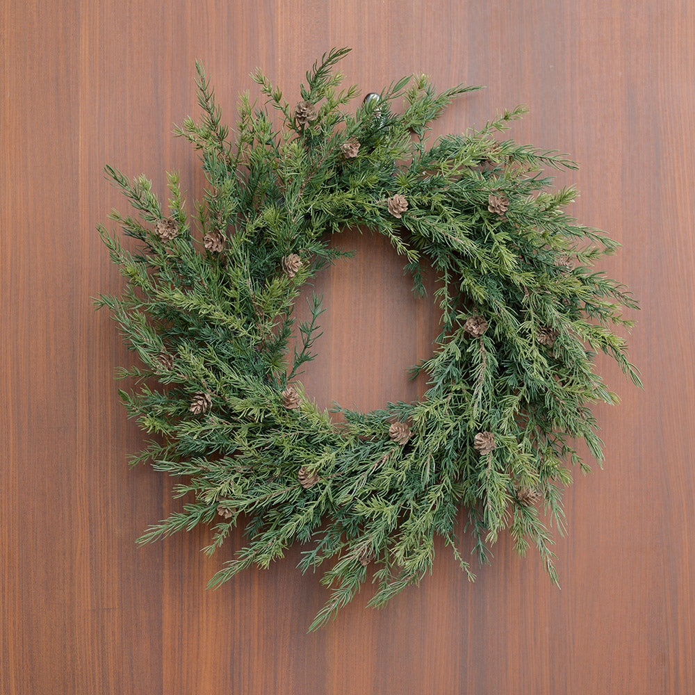 Elegant Artificial Pine Wreath with Realistic Pinecones