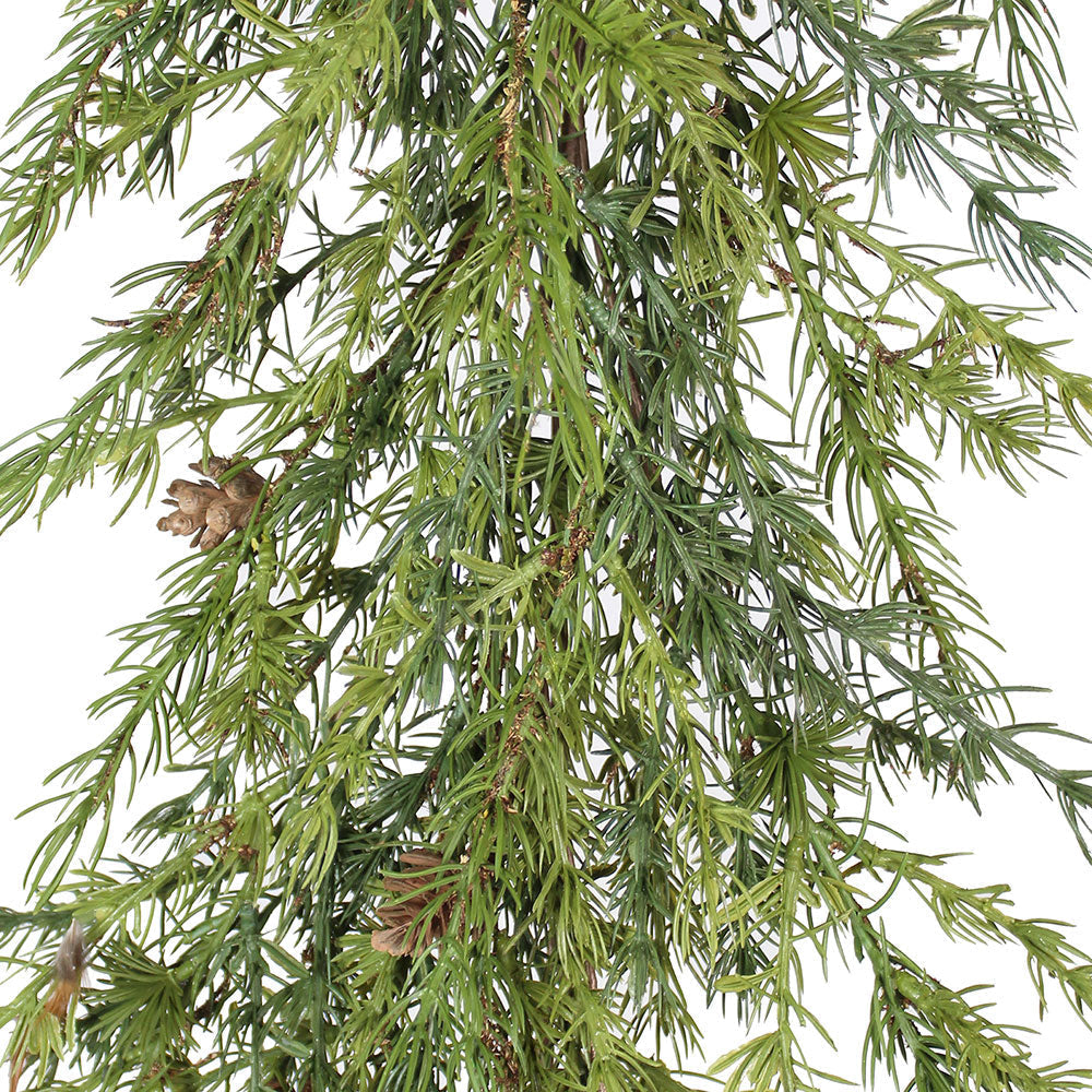 Natural-Looking Artificial Pine Garland with Pinecones