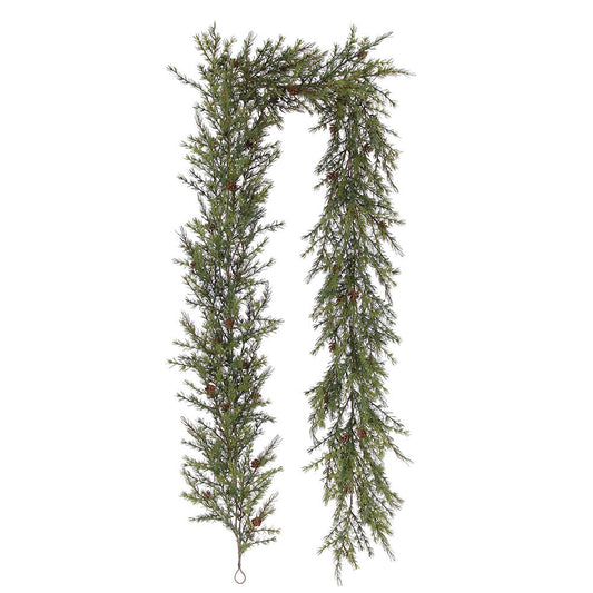 Natural-Looking Artificial Pine Garland with Pinecones