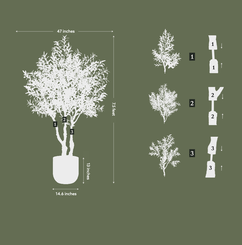 7.5' Artificial Potted Olive Tree