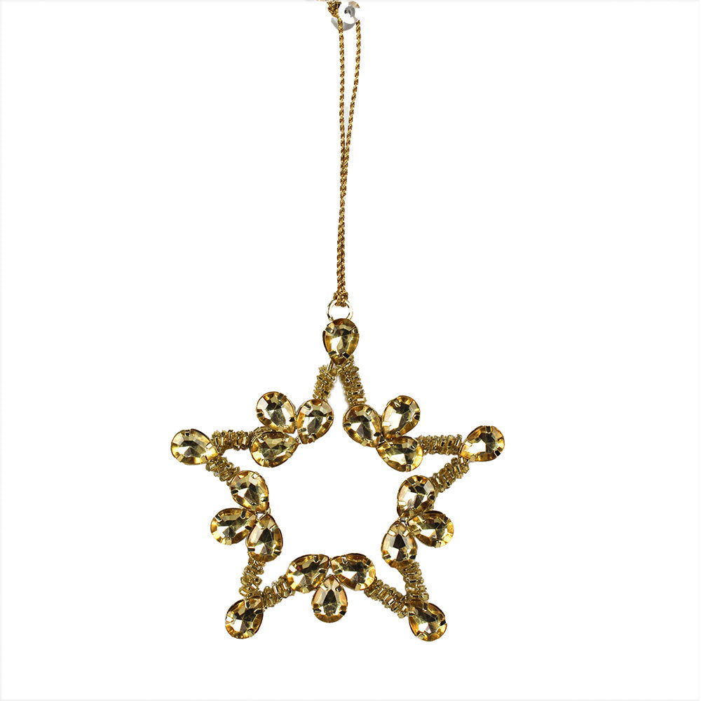 Handcrafted Jeweled Snowflake And Star Christmas Ornaments