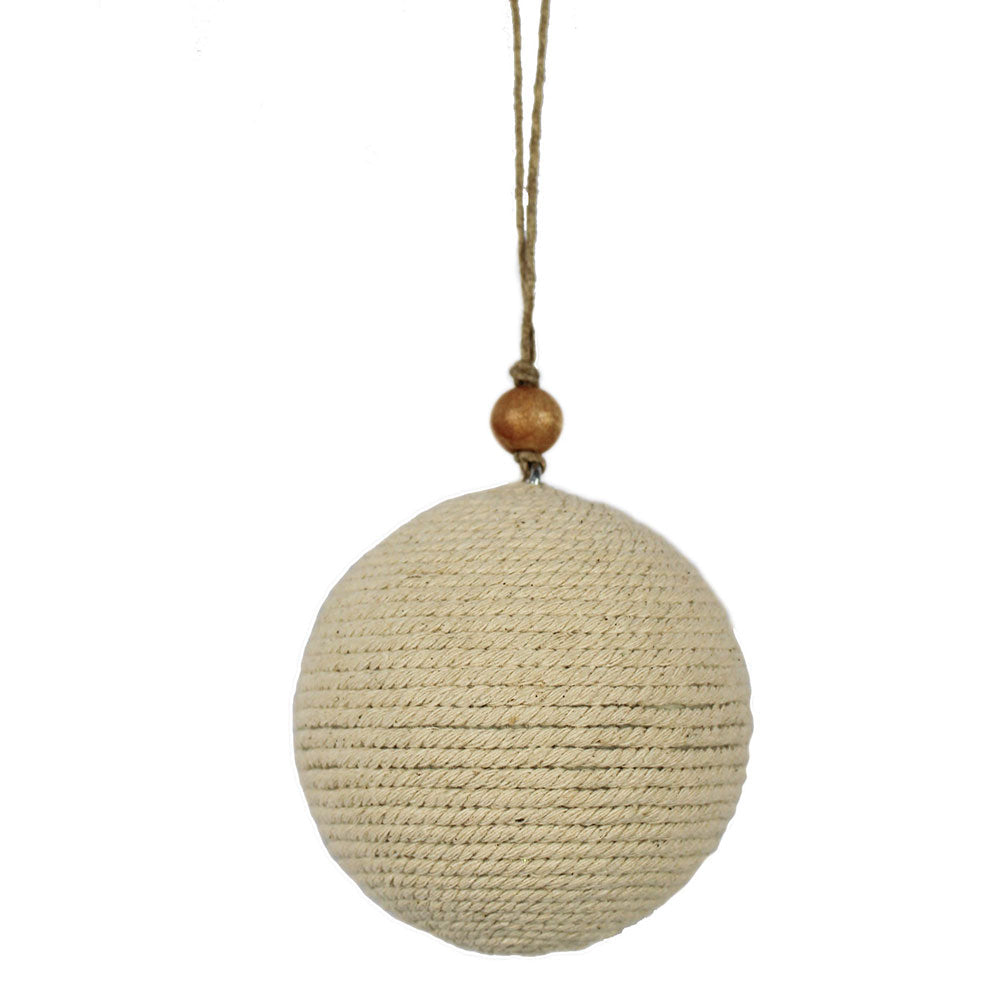 Natural Jute Christmas Ornaments with Wood Beads