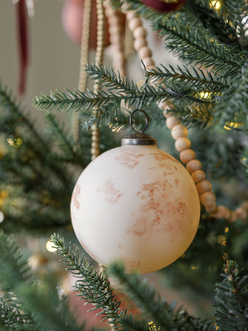 Handcrafted Cream Marbleized Glass Ornaments
