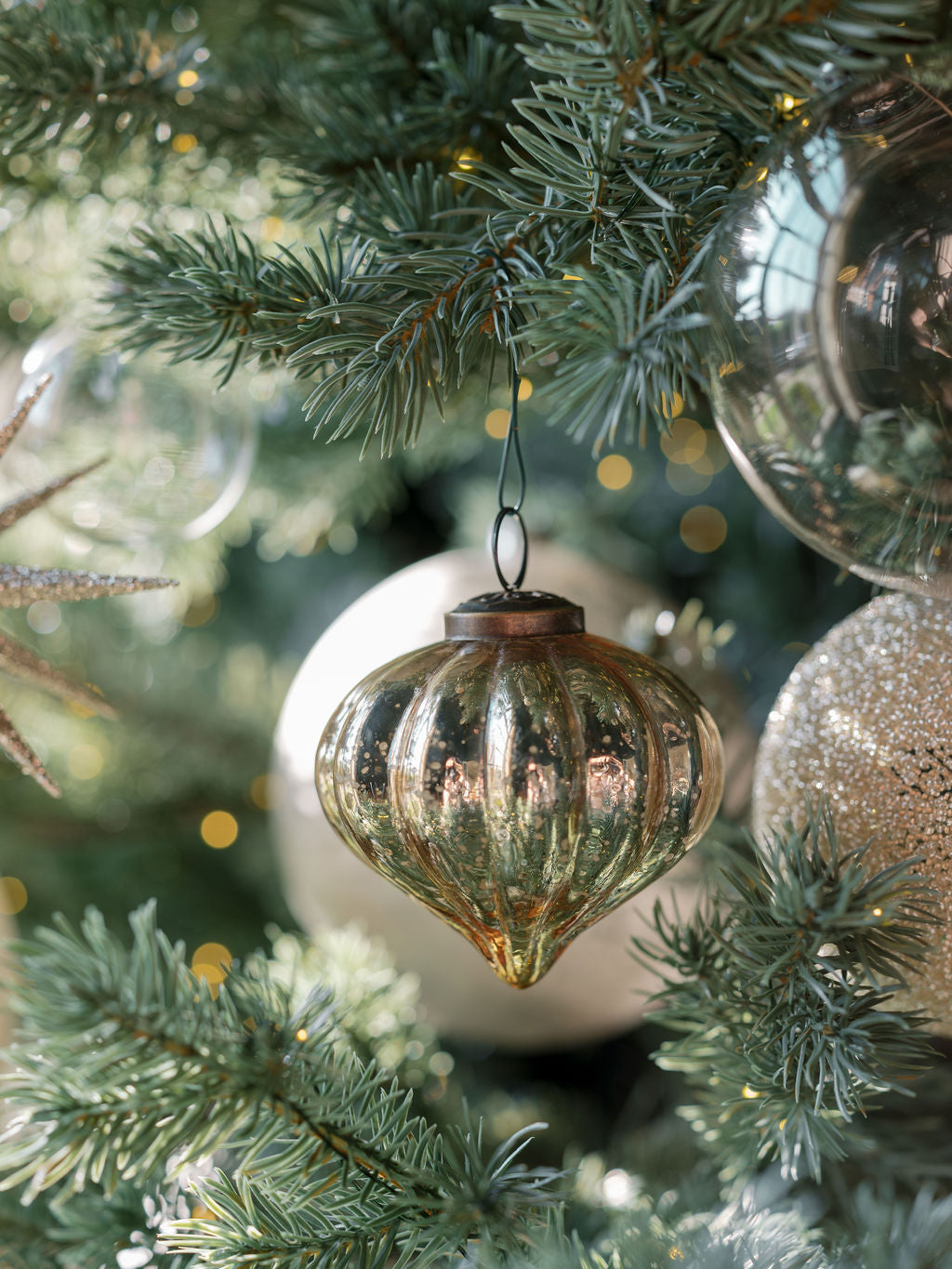 Handcrafted Antique Gold Mercury Glass Ornaments