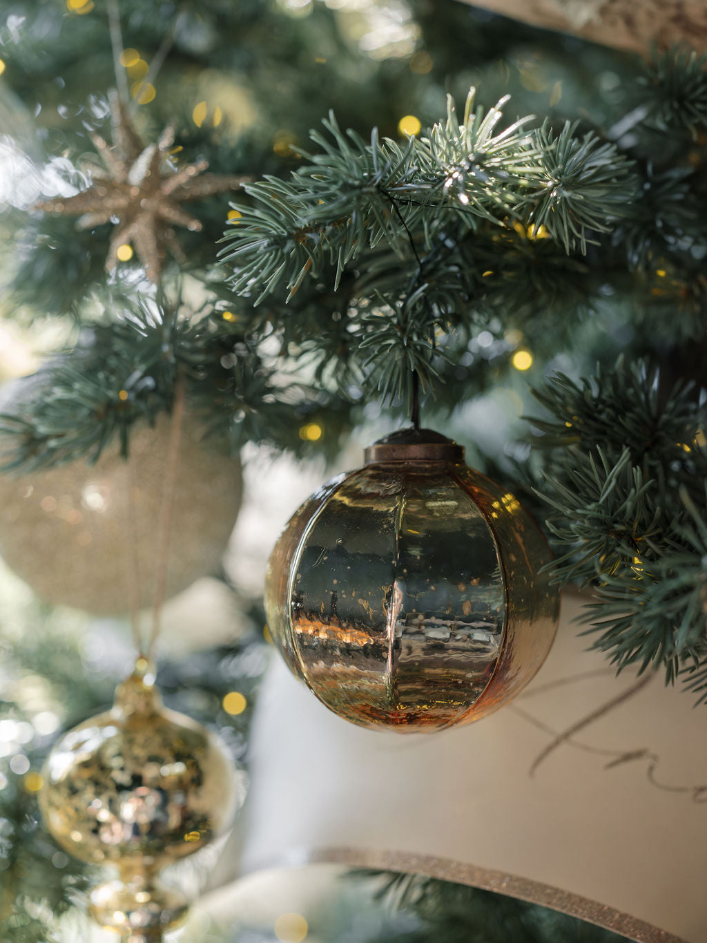 Handcrafted Antique Gold Mercury Glass Ornaments
