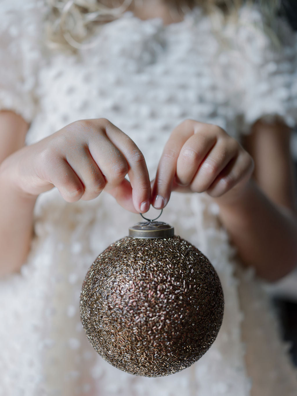 Handcrafted  Antique Bronze Beaded Glass Ornaments