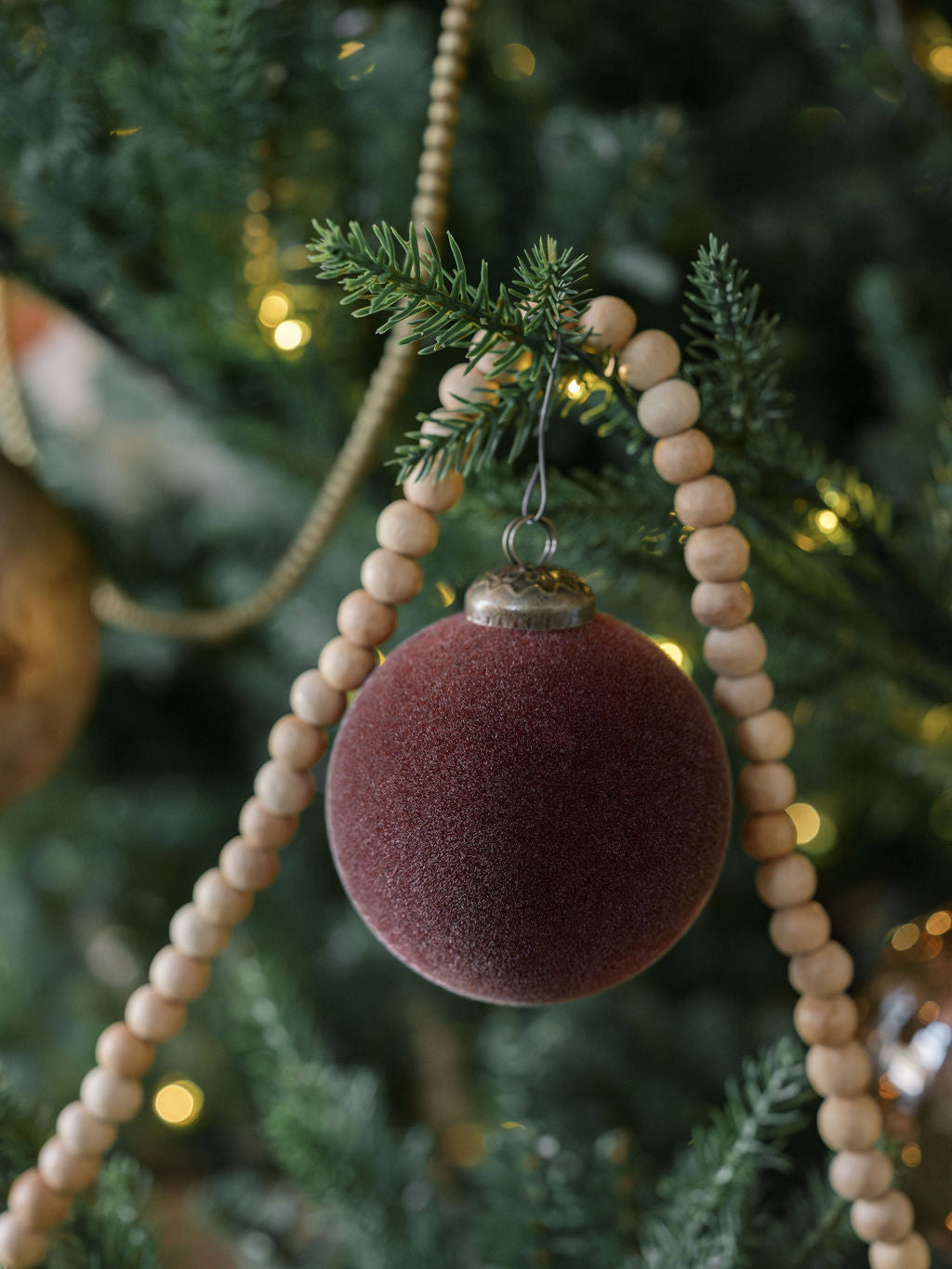 Flocked Bordeaux Glass Ornaments