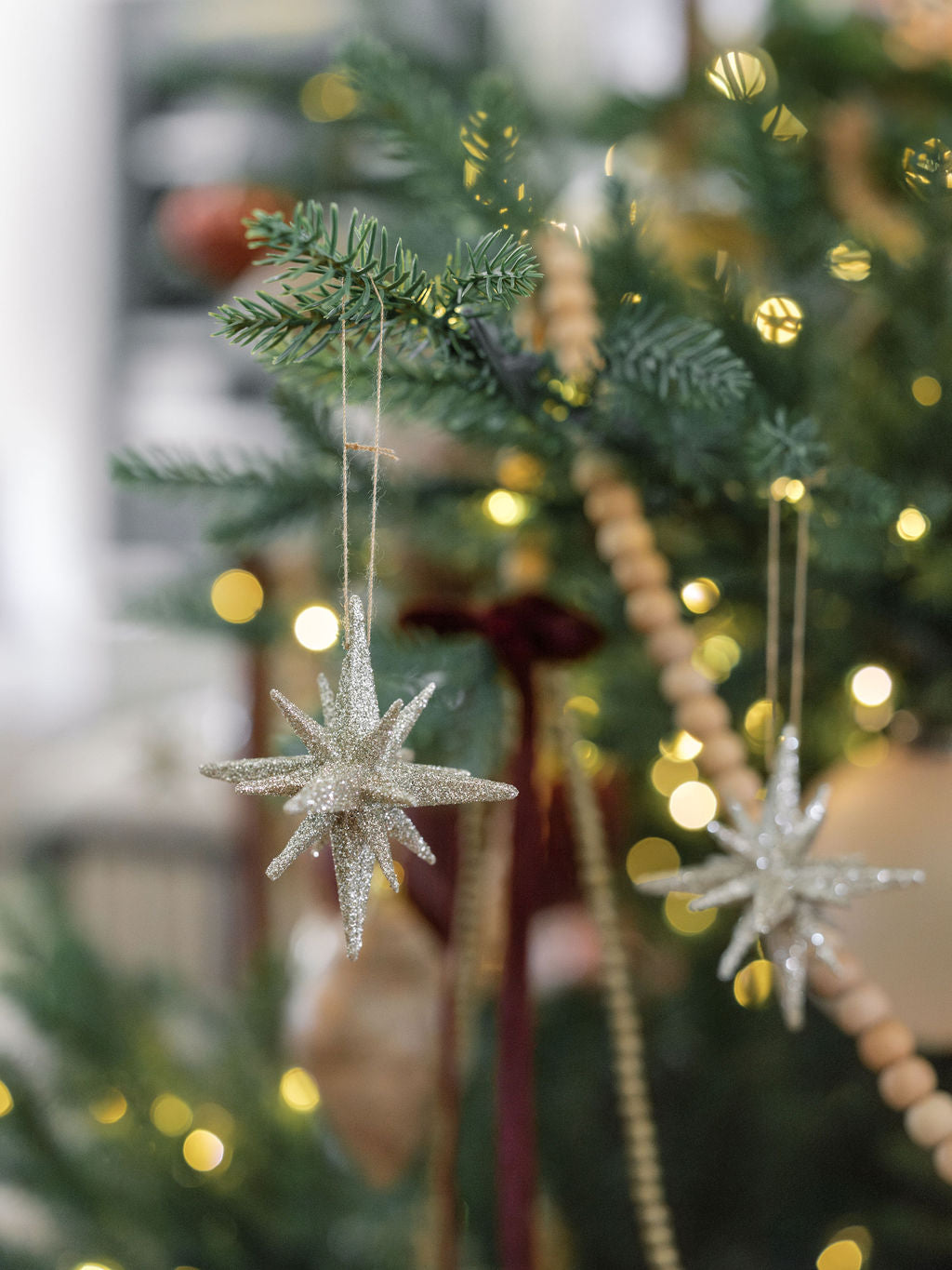 Dazzling Gold Glitter Starburst Ornaments