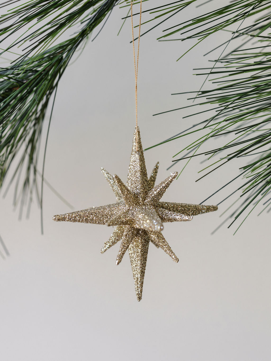 Dazzling Gold Glitter Starburst Ornaments
