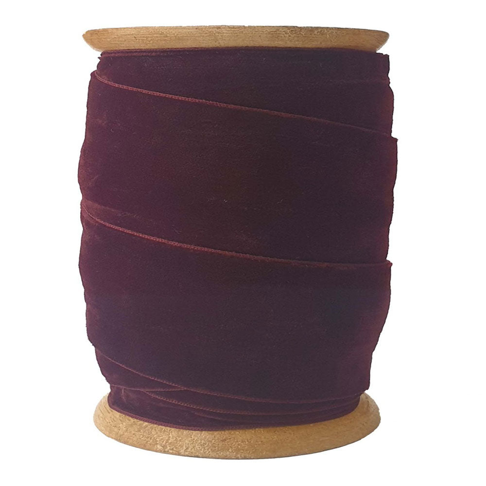 Burgundy Hand Dyed Velvet Ribbon