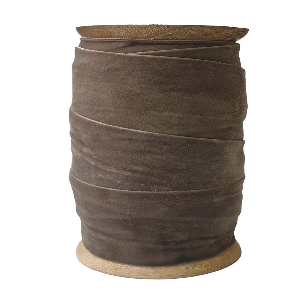 Elegant Dark Brown Wide Hand Dyed Velvet Ribbon