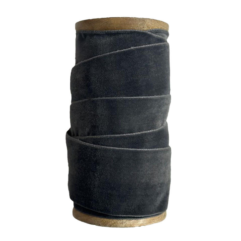 Luxurious Handmade Wide Dark Grey Velvet Ribbon