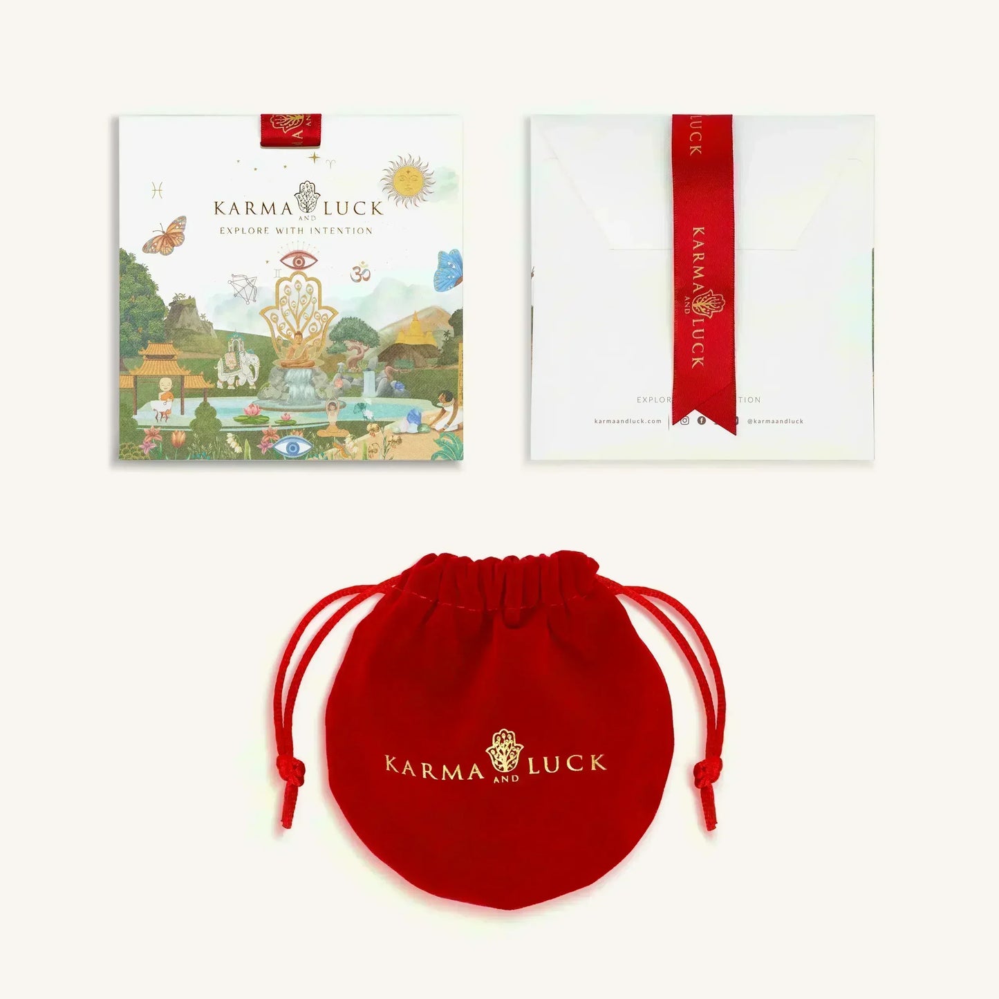 Exuberant Optimism - Red String Chain Hamsa Bracelet