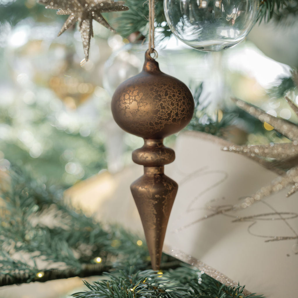 Elegant Neutral Glass Finial Ornaments