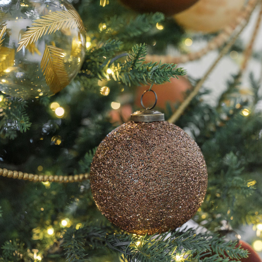 Handcrafted  Antique Bronze Beaded Glass Ornaments