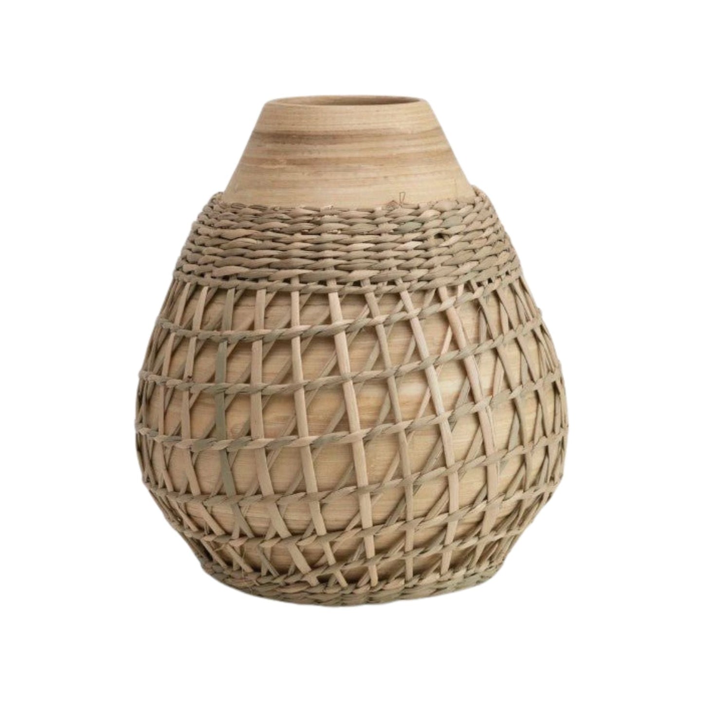Bamboo Vase with Seagrass Weave