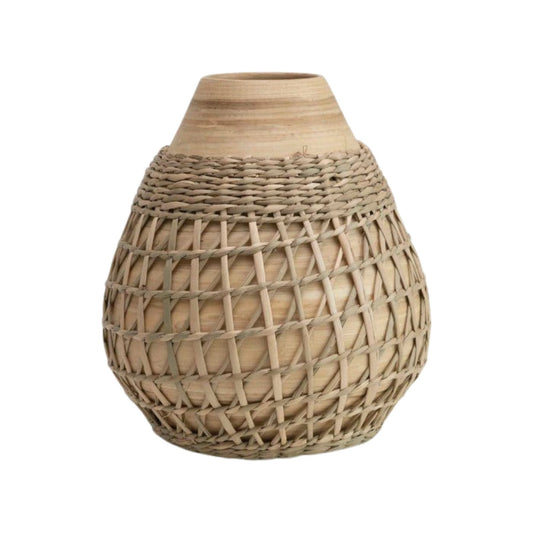 Bamboo Vase with Seagrass Weave
