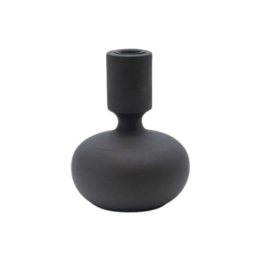 Mango Wood Taper Candle Holder, Black