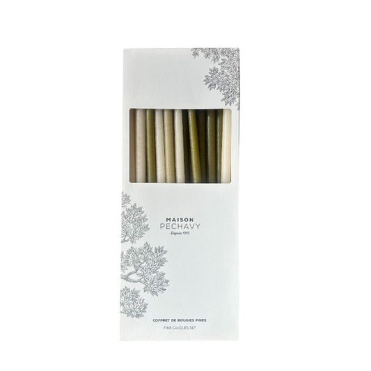 Long Taper Candles, Olive Color, Set of 20