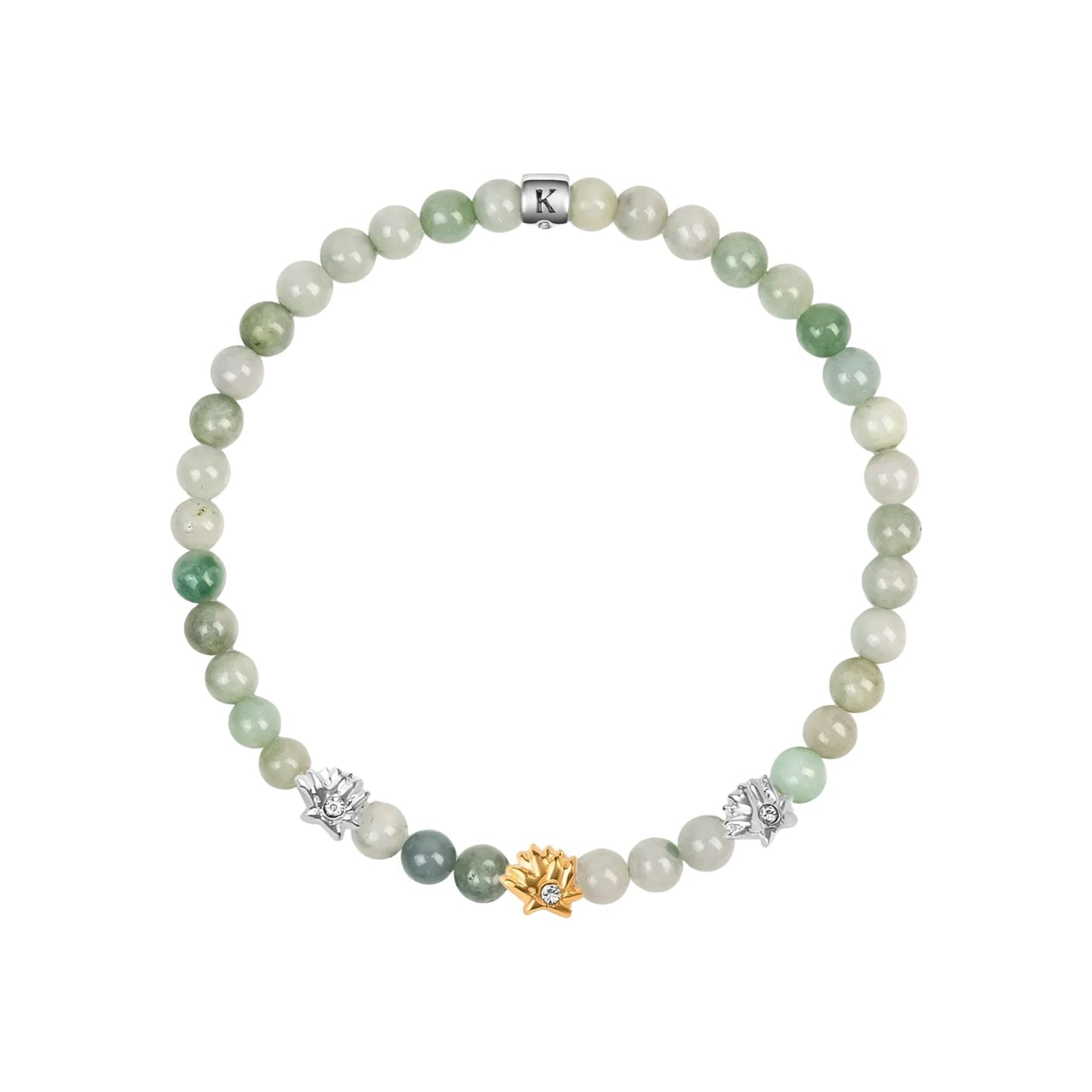 Limitless Potential Jade Stone Lotus Charm Bracelet