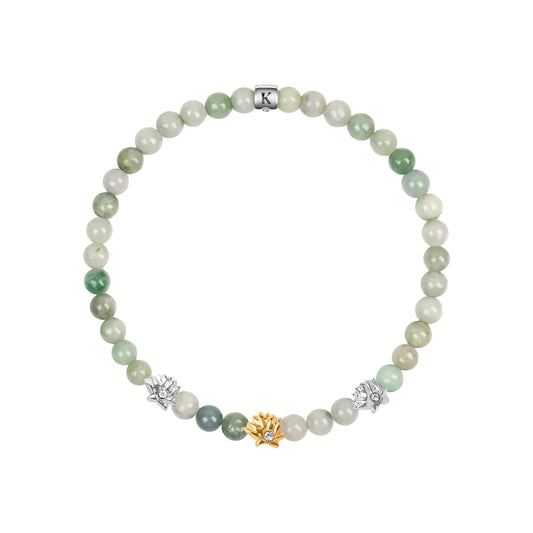 Limitless Potential Jade Stone Lotus Charm Bracelet