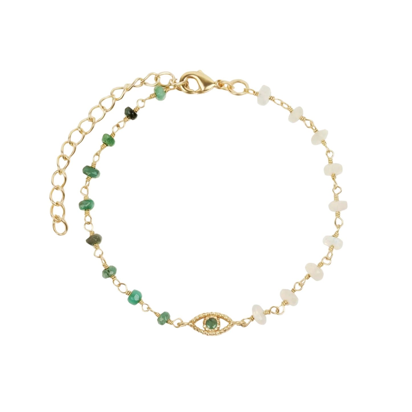 Soothing Oasis - Opal Emerald Evil Eye Charm Bracelet