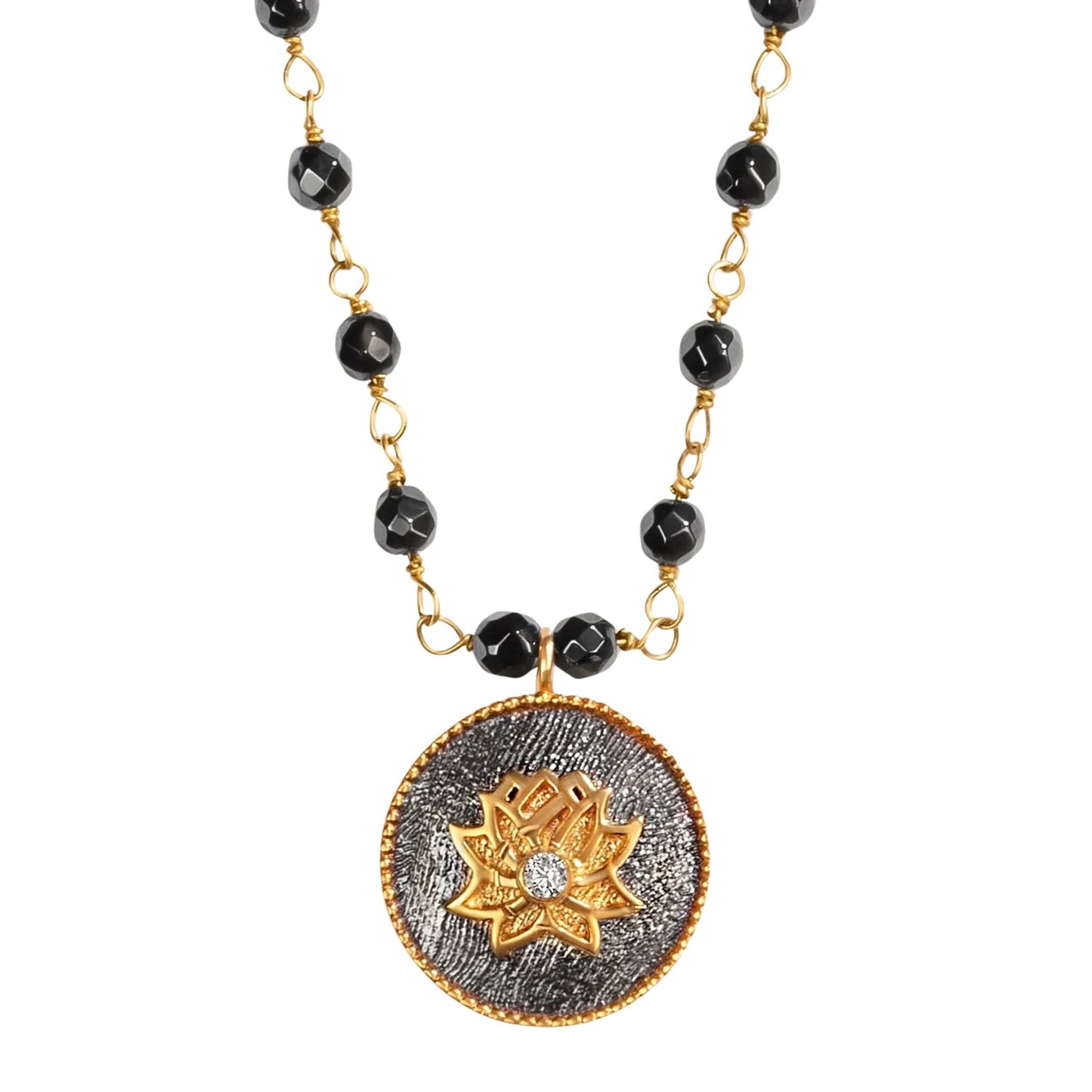 Enlightenment Hope - Hematite Lotus Necklace