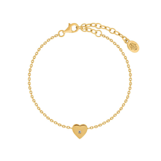 Sweetheart Energy Diamond Heart Charm Gold Bracelet