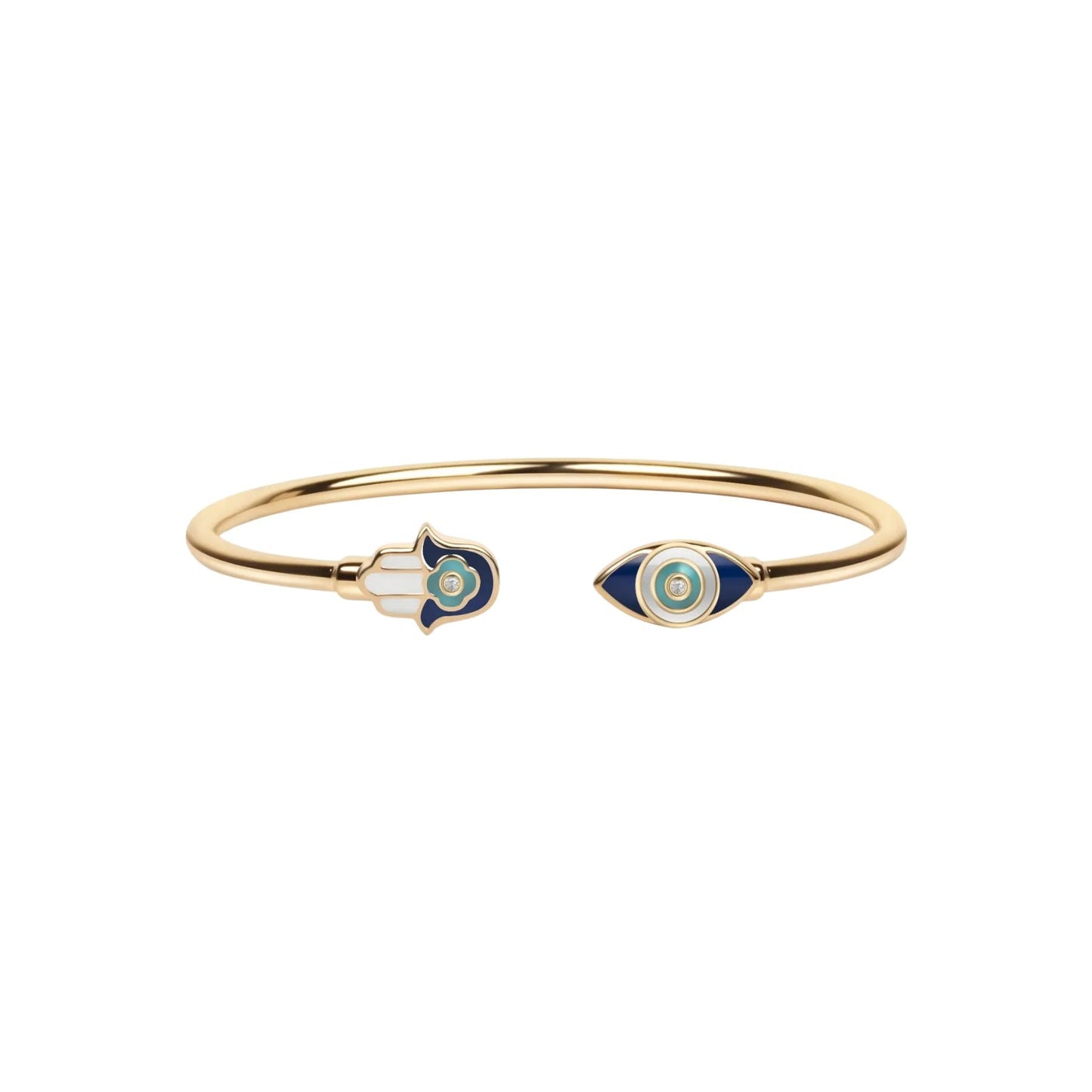 Positive Light - Enamel Hamsa Evil Eye Cuff