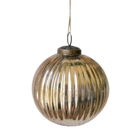 Mercury Glass Ornaments in Antique Gold with Jute Hanger
