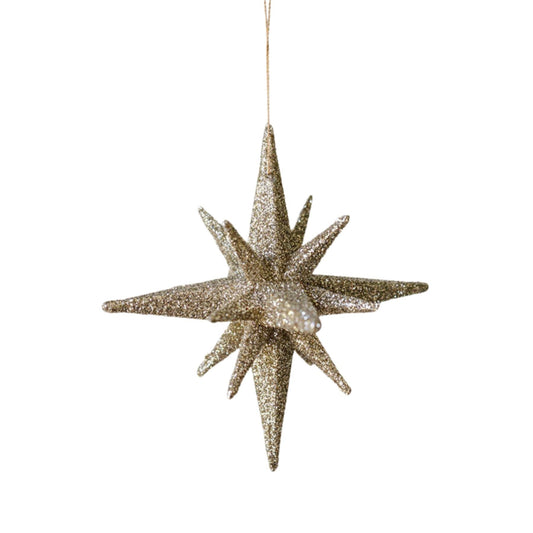Dazzling Gold Glitter Starburst Ornaments