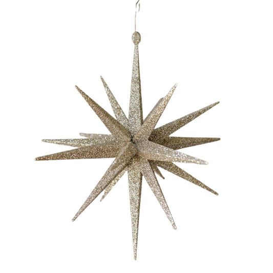 Gold Glitter Starburst Ornaments