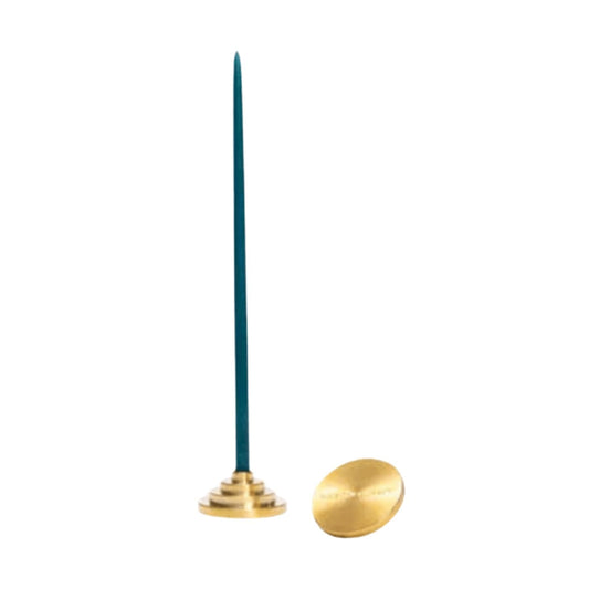 Art Deco Brass Candle Holder, Large Gold