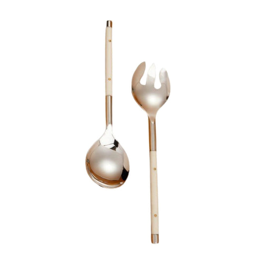 Stainless with Ivory Inlay Serving Utensil Set