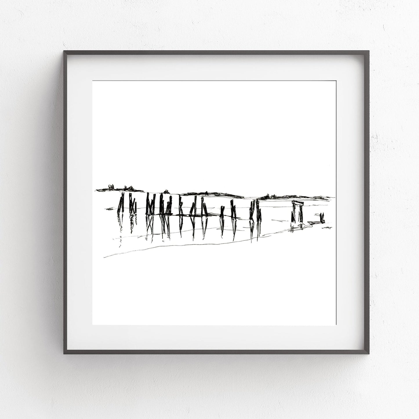 Coastal Line Drawing, West Beach, Fine Art Print