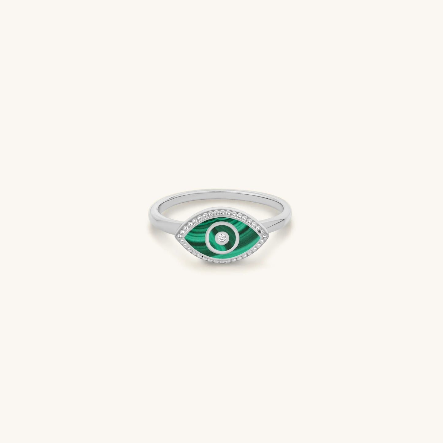 Clear Ambitions Malachite Evil Eye Ring