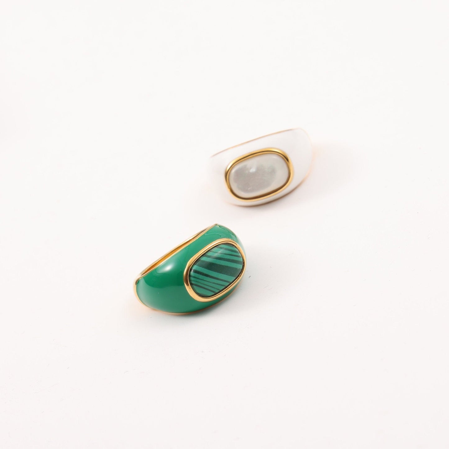 Malachite Enamel Signet Ring