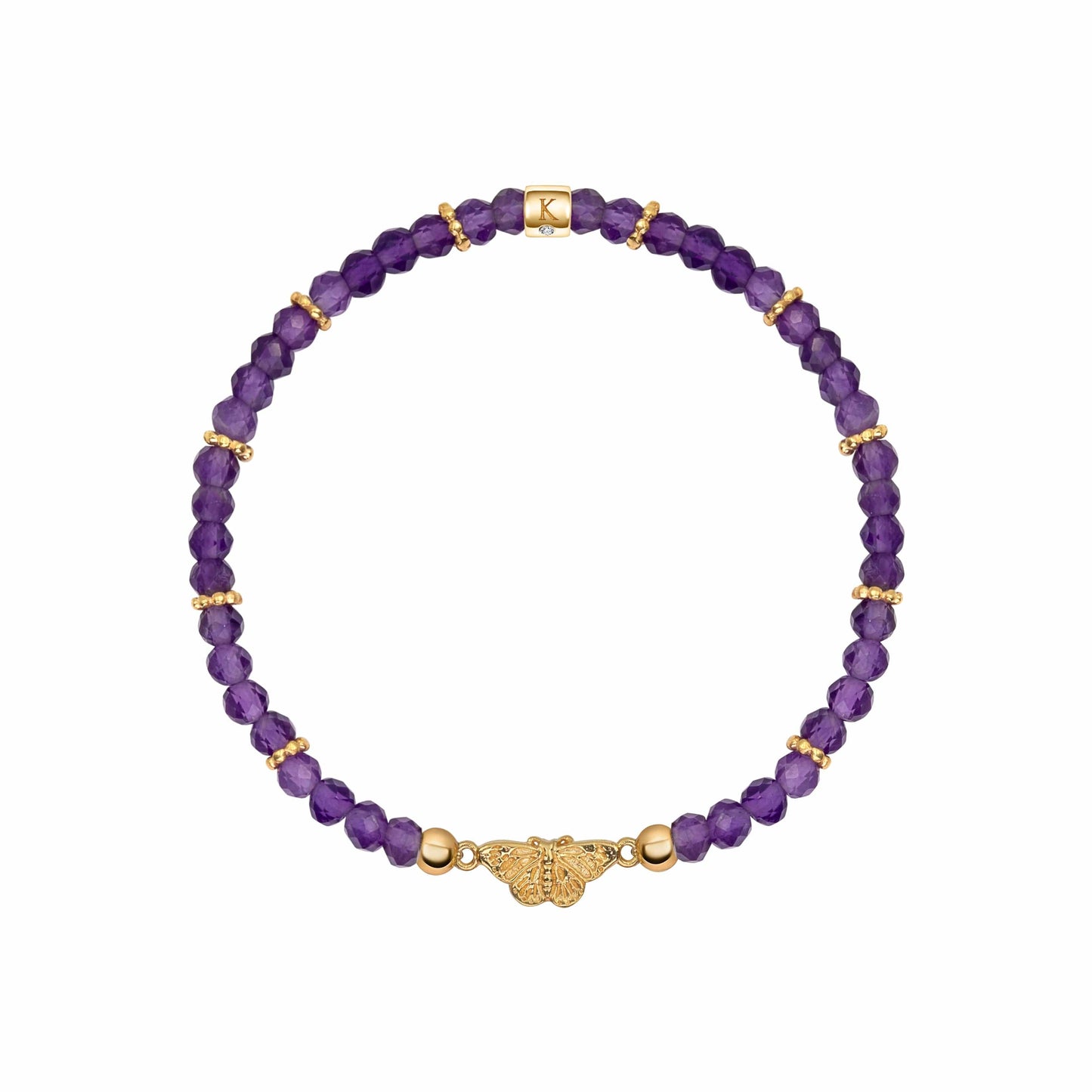 Spiritual Transformation - Amethyst Butterfly Charm Bracelet