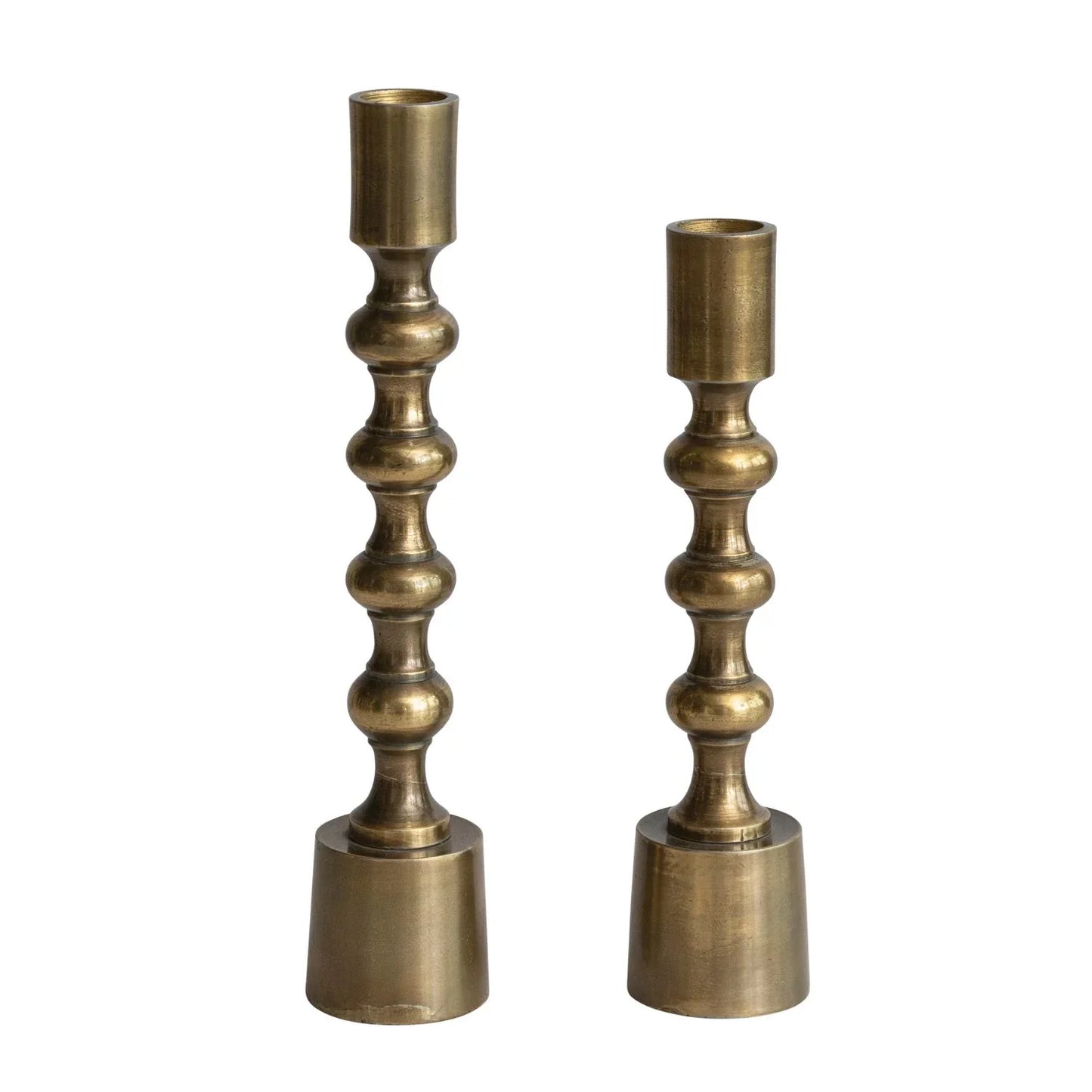 Taper Candle Holders, Antique Gold Finish, Set of 2