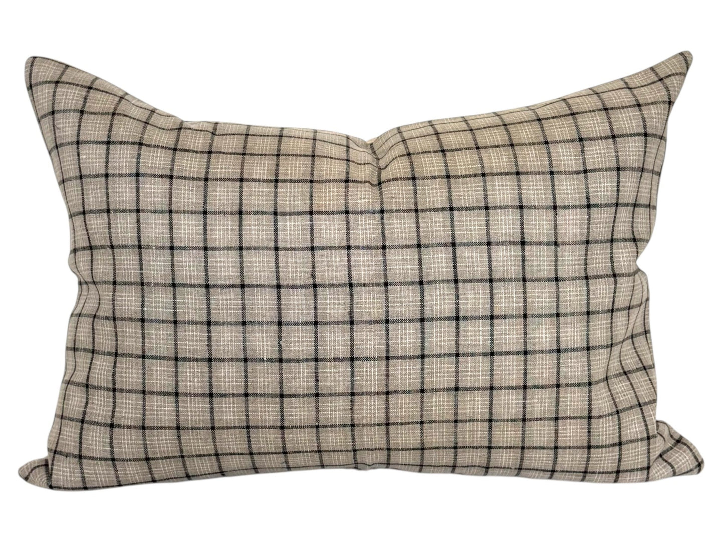 Woven Windowpane Pillow Cover | Grey Black Natural