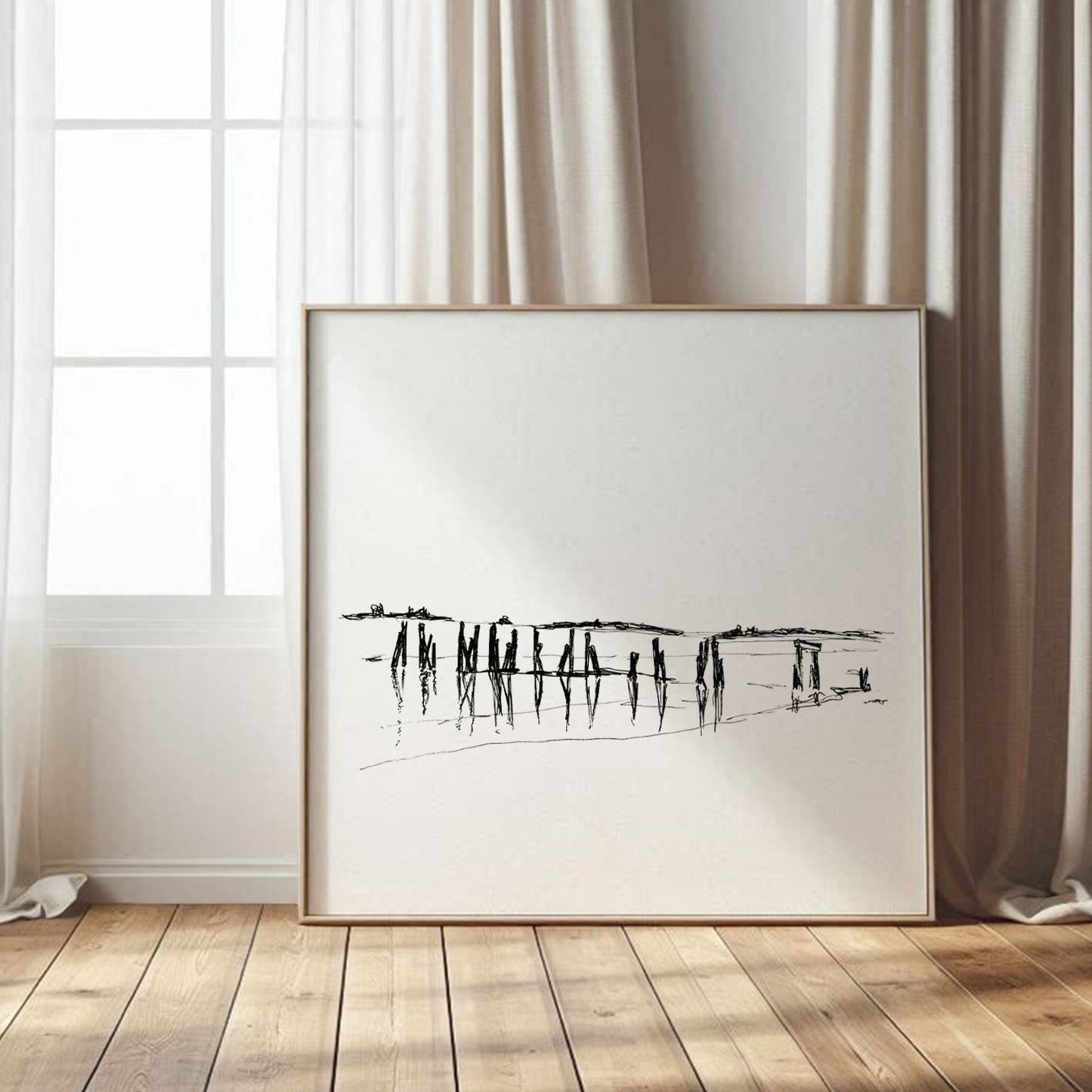 Coastal Line Drawing, West Beach, Fine Art Print