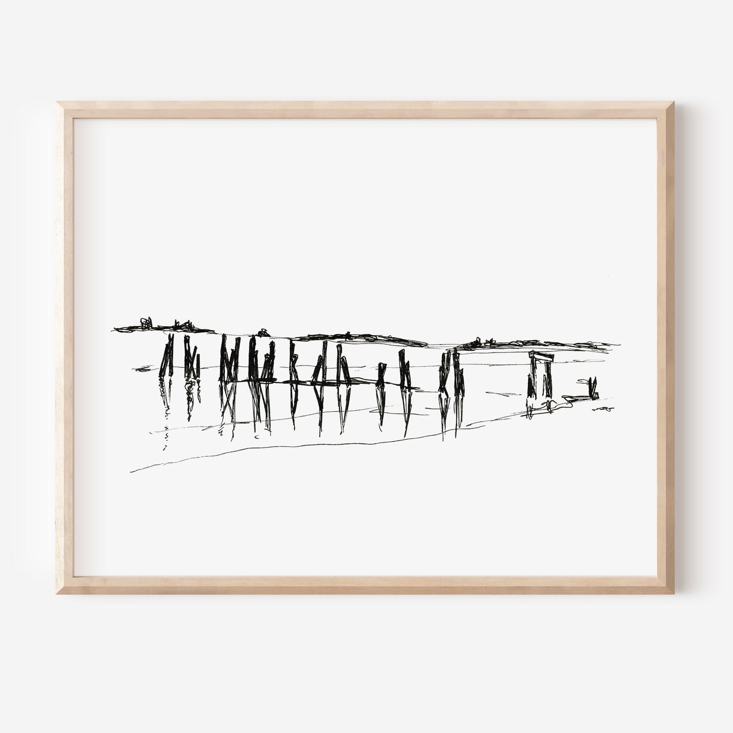 Coastal Line Drawing, West Beach, Fine Art Print