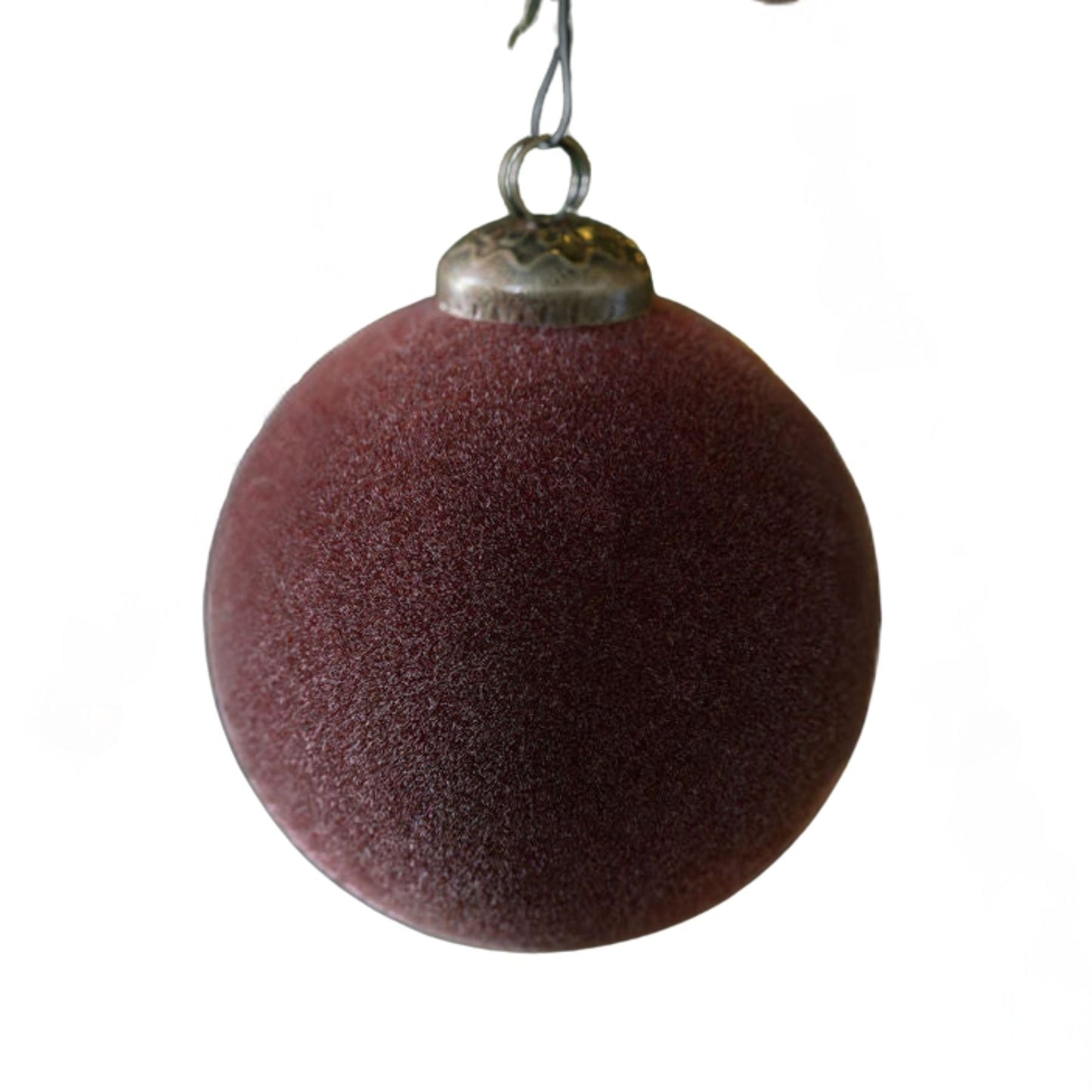 Flocked Bordeaux Glass Ornaments
