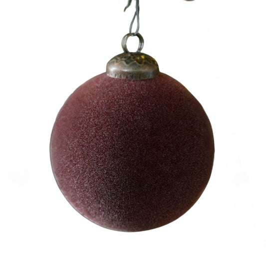 Flocked Bordeaux Glass Ornaments