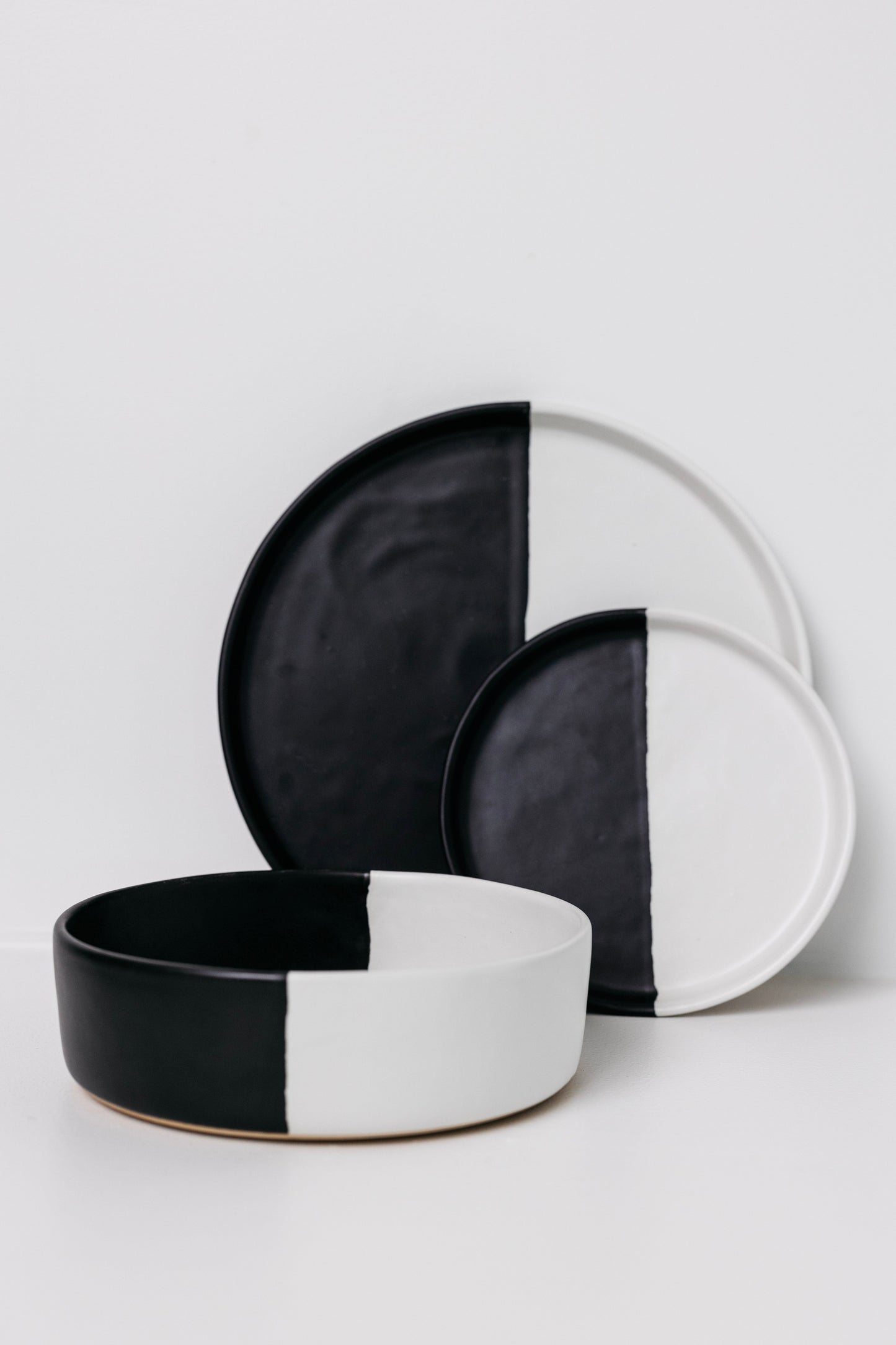 Dawson Stoneware Bowl - Matte Black/White - Set of 6