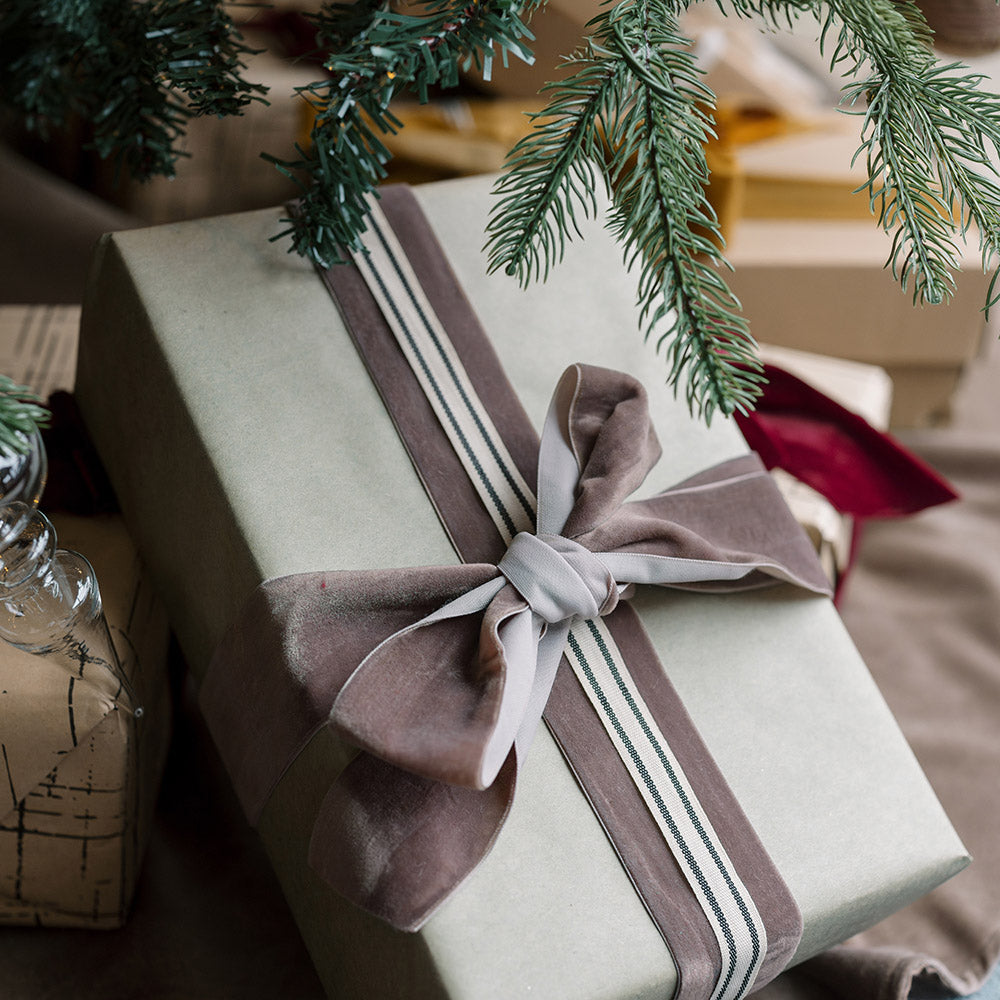 Elegant Dark Brown Wide Hand Dyed Velvet Ribbon